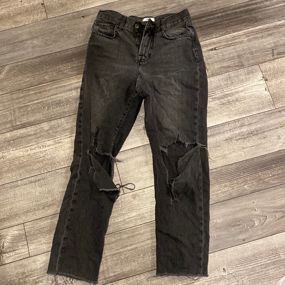 black ripped jeans